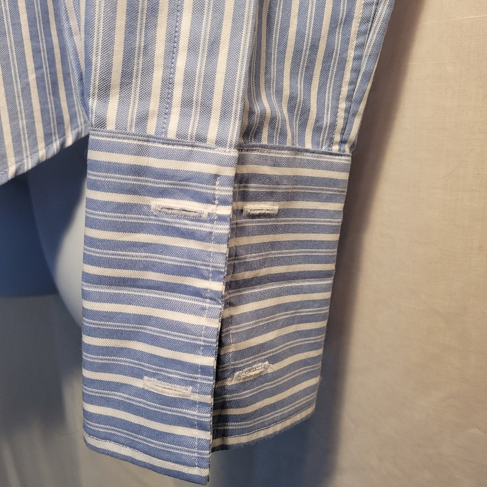 Alara Blue Striped Button Down Long Sleeve Shirt - Picture 3 of 12